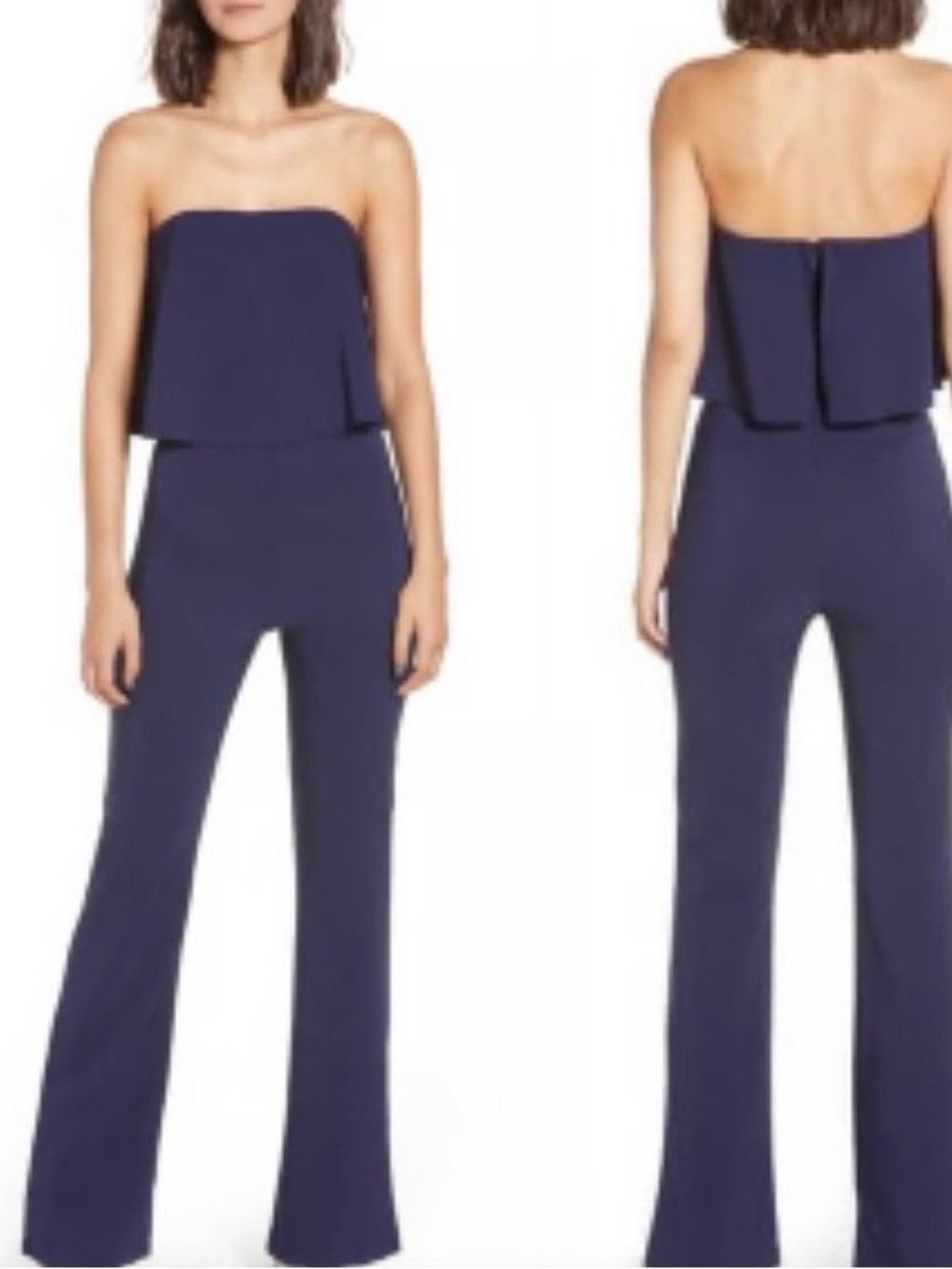 Socialite Strapless Popover Navy Blue Jumpsuit Size Small NWT